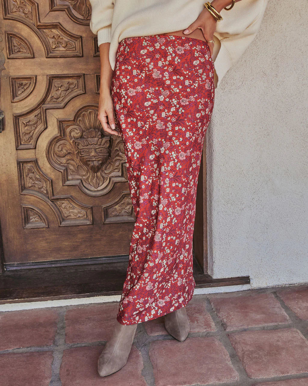 Warm Fade Printed Maxi Skirt