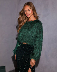 Midnight Garland Fuzzy Knit Sweater