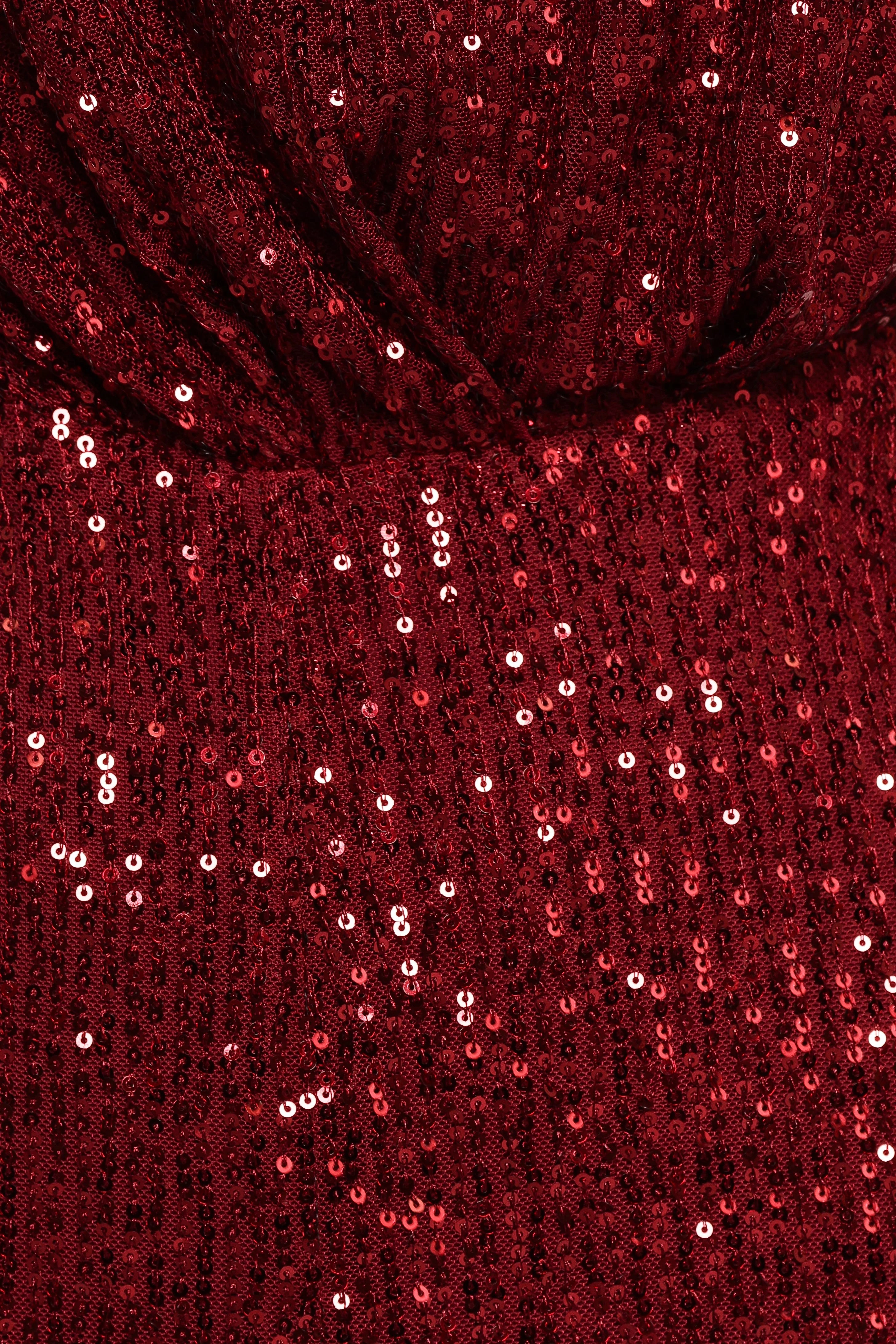 Khianna Sequin One Shoulder Jumpsuit Red