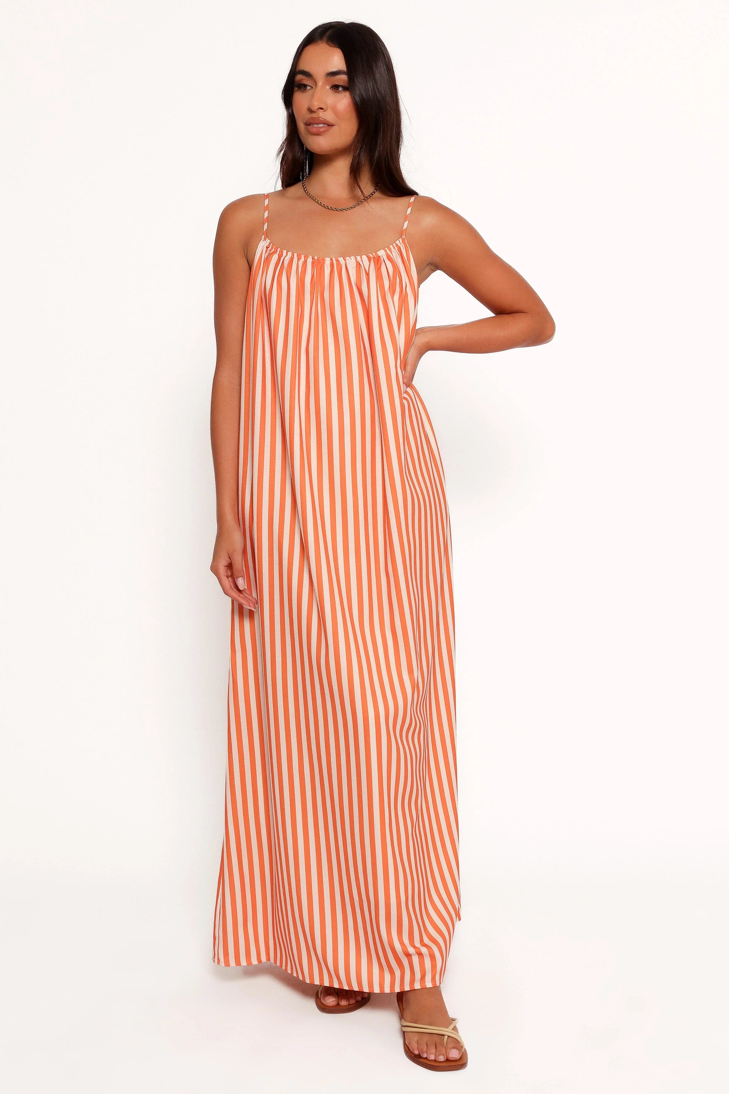 Lumina Maxi Dress Orange Beige Stripe