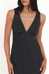 Mirae Maxi Dress Black Polka Dot