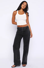 Jasmine Mid Rise Straight Leg Jeans Black Acid