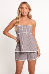 Kyle Two Piece Set Chocolate Gingham