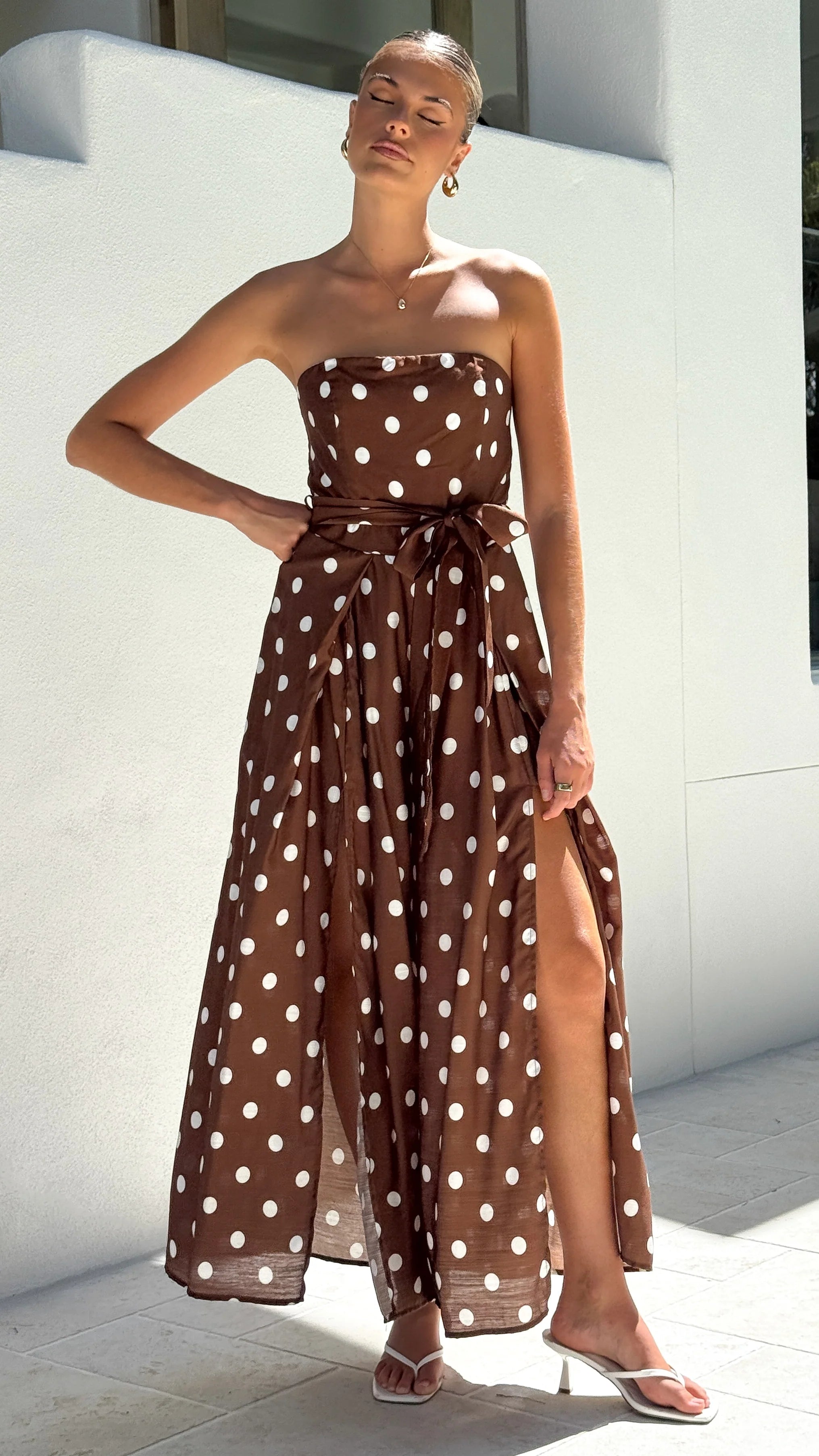 Astra Jumpsuit Chocolate Polka
