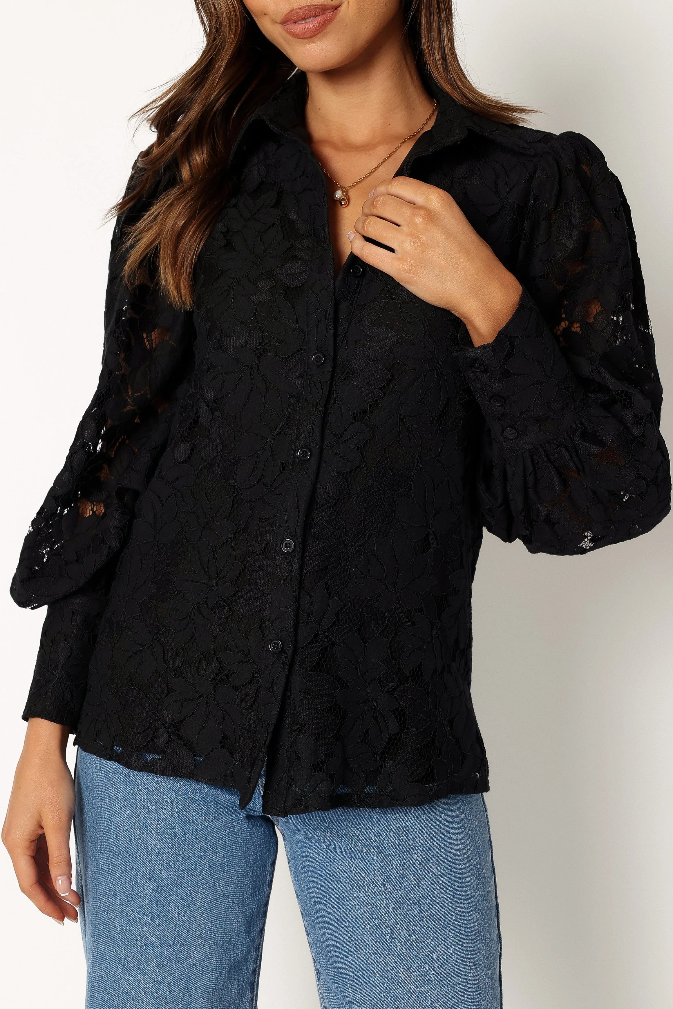 Tadeo Lace Shirt Black