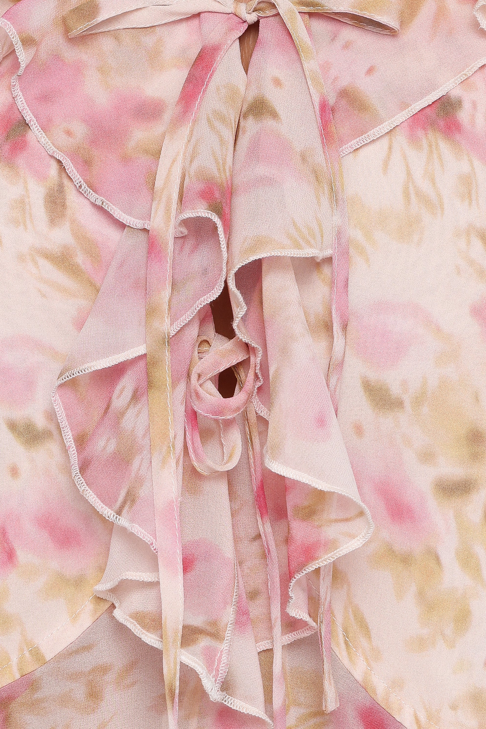 Ismena Tie Front Top Blurred Pink Floral