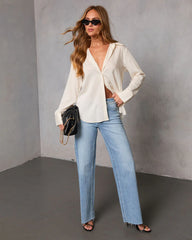 Quiet Reserve Pinstripe Button Down Top