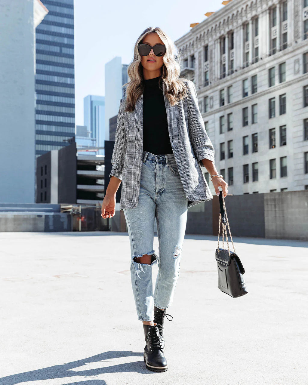 Oxnard Pocketed Houndstooth Blazer