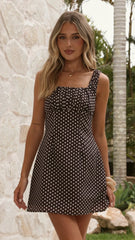 Adley Mini Dress Brown Polka