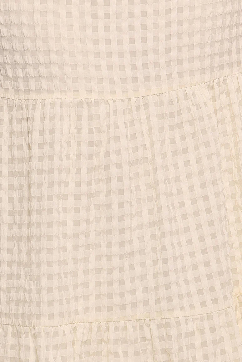 Farica Gingham Midi Skirt Cream