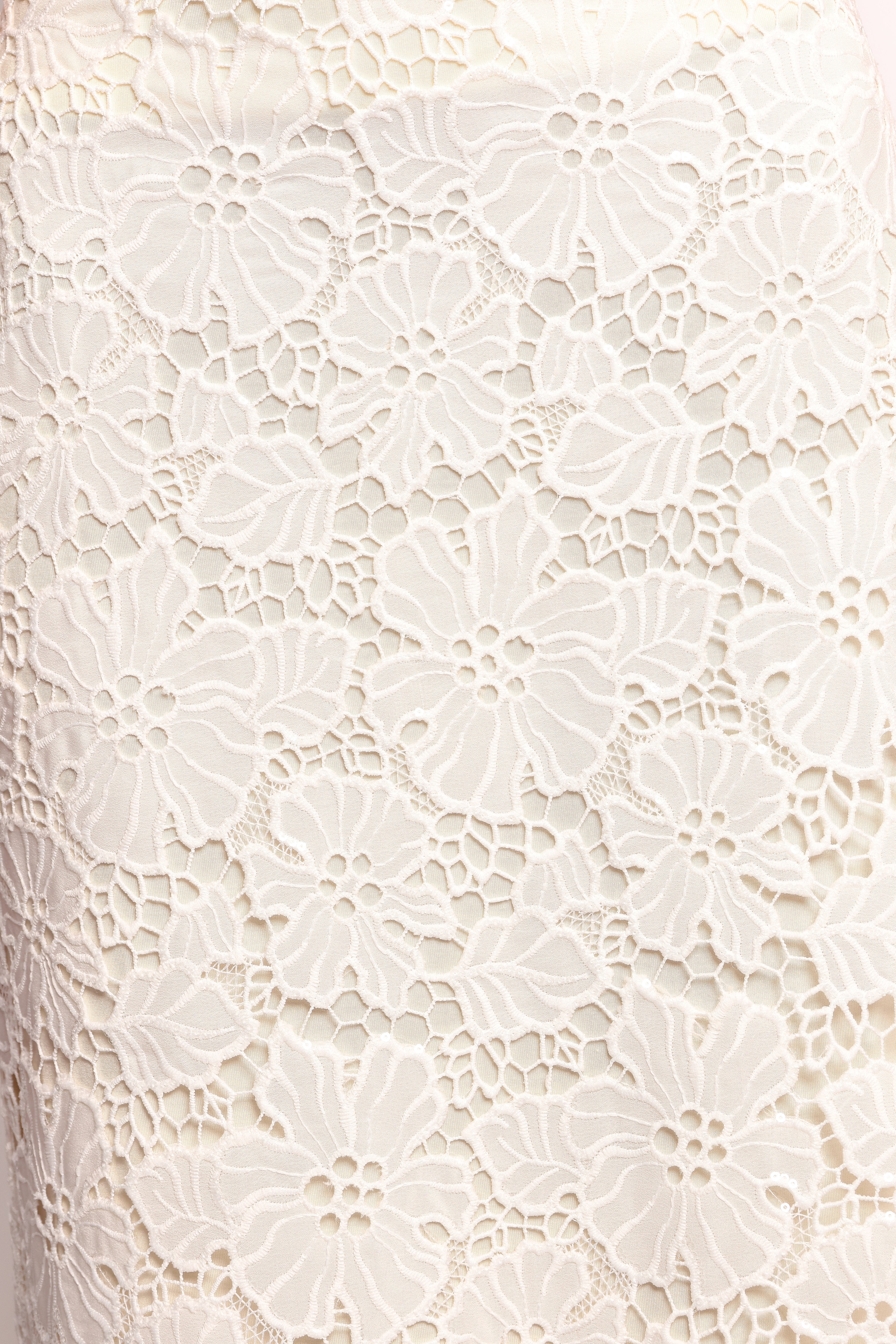Mika Floral Lace Maxi Skirt White