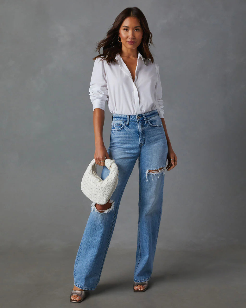 Naya Embellished Collared Button Down