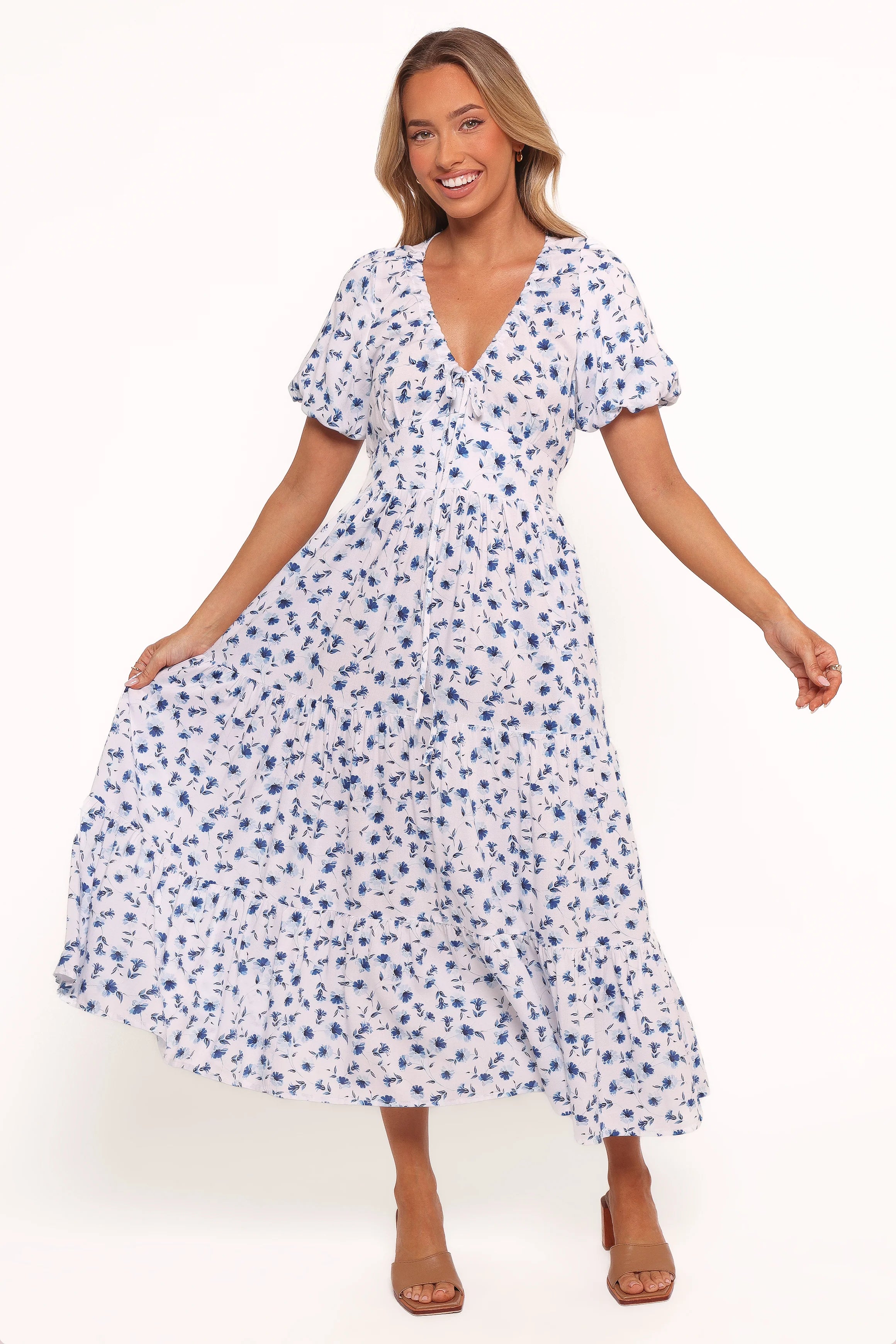 Roberts Maxi Dress Blue Ditsy Floral