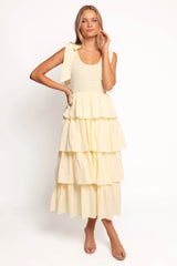 Raphael Tiered Maxi Dress Yellow