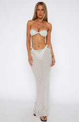 Luminous Maxi Skirt Cream Choc Stripe