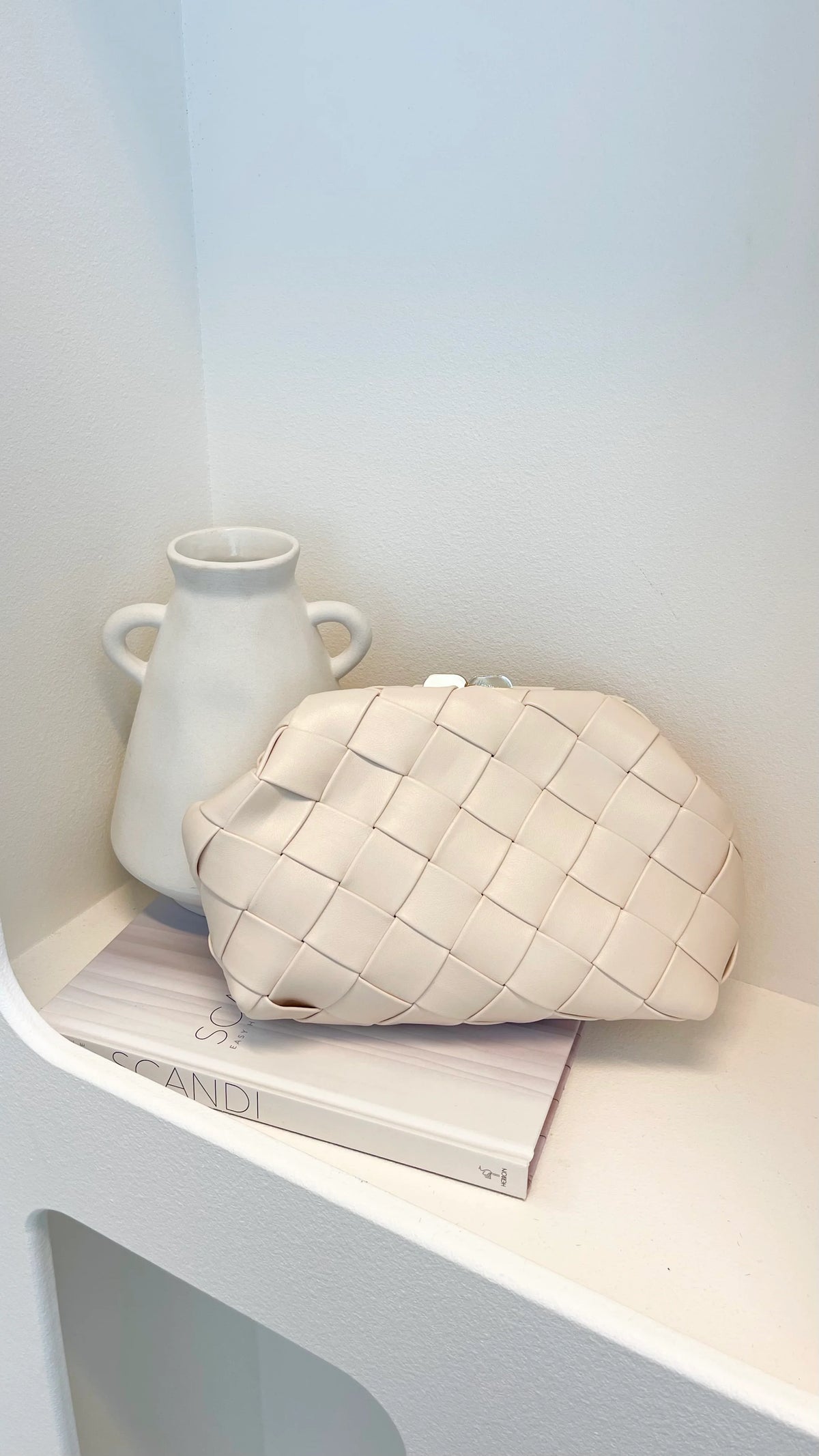 Vasanti Woven Clutch Beige
