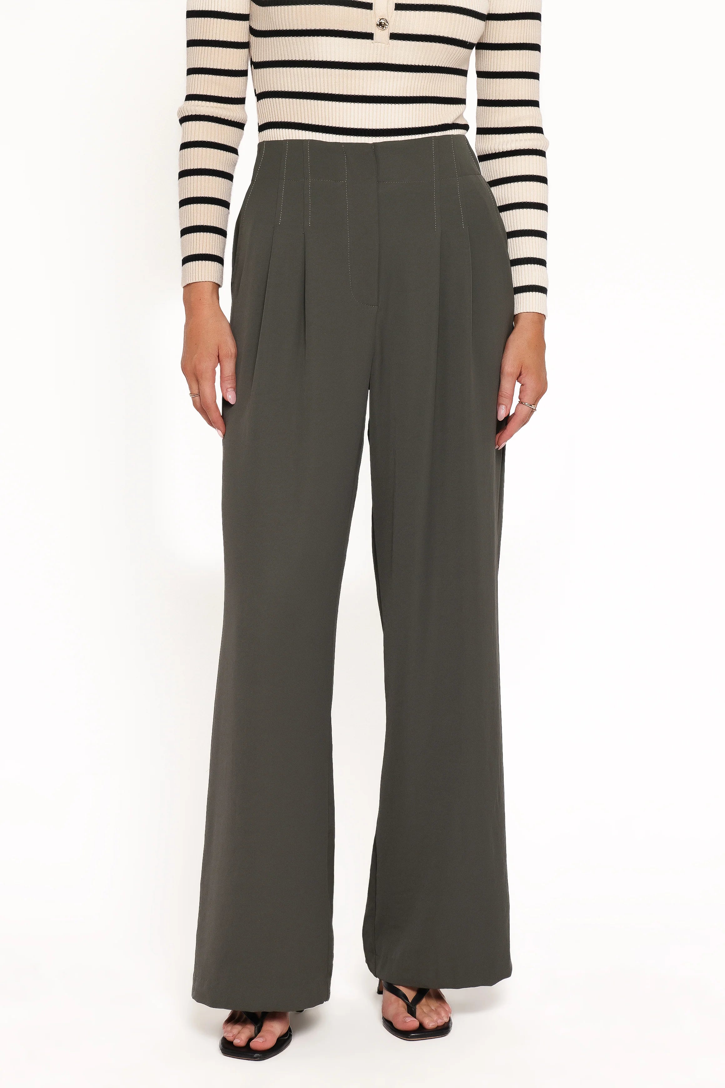 Hayden Pleated Wide Leg Pant Dark Olive