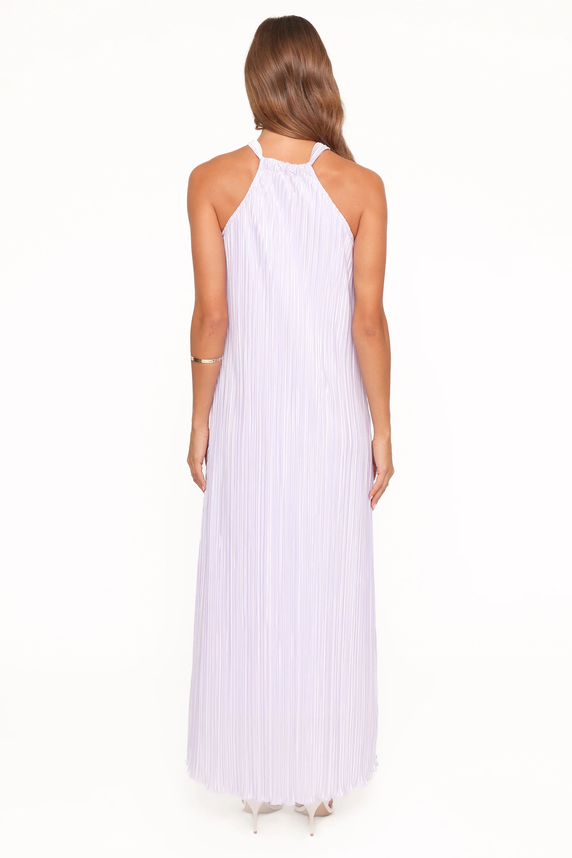 Melody Plisse Halter Maxi Dress Lavender