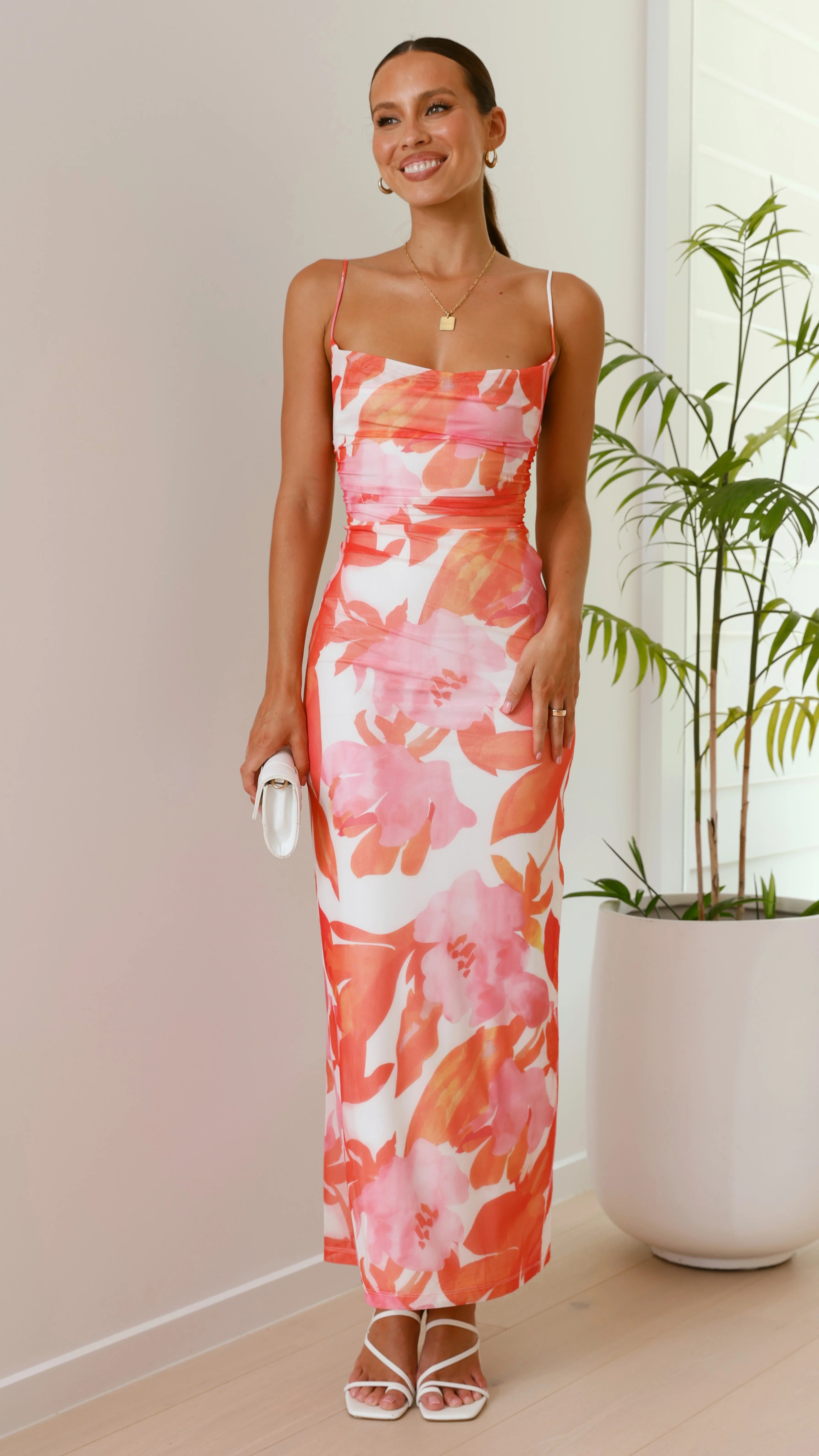 Ashley Maxi Dress Pink Orange Floral