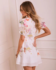 Still Bloom Floral Mini Shirt Dress