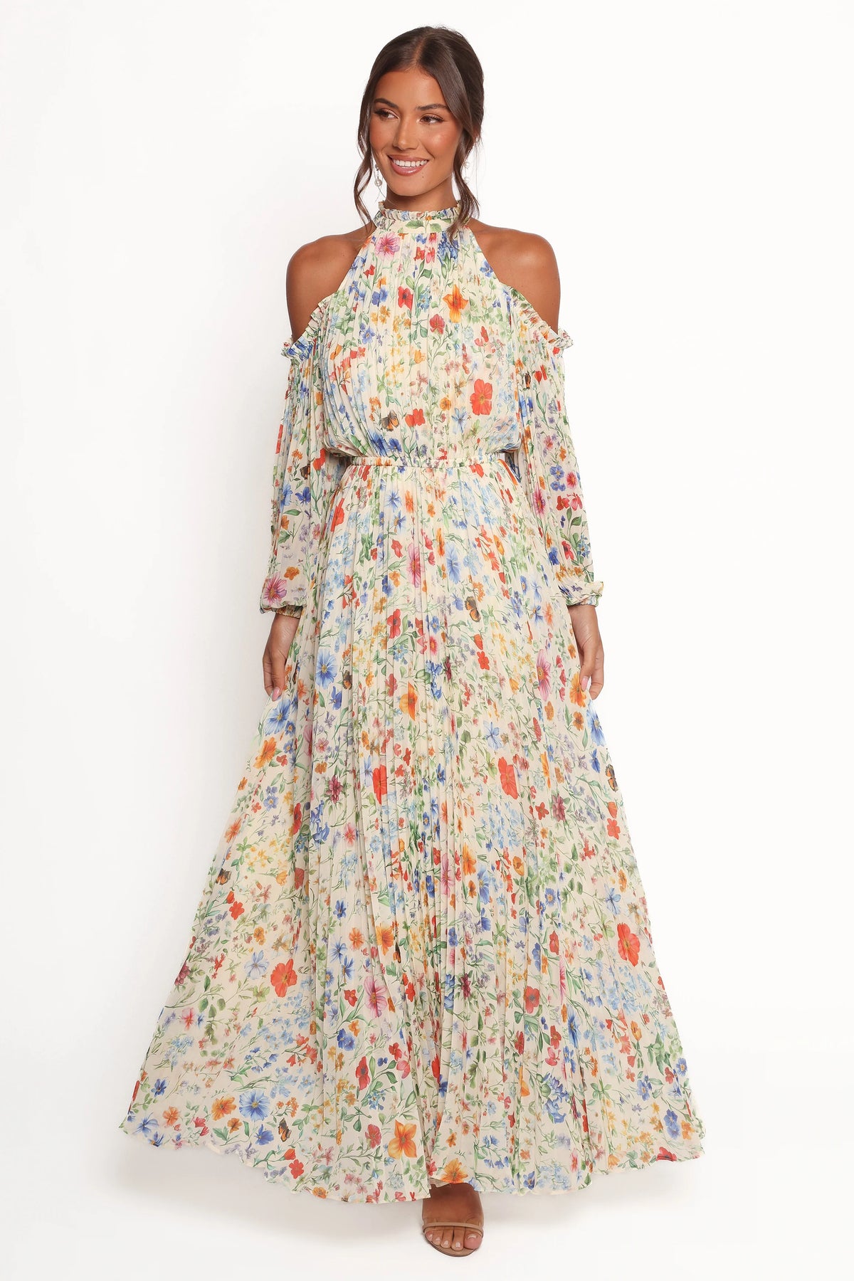 Hilary Pleated Maxi Dress Garden Floral
