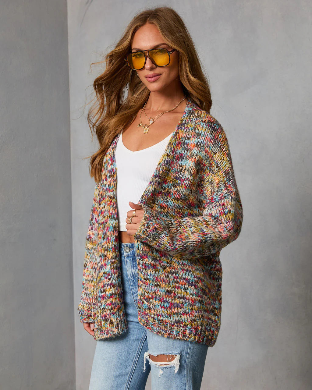 Soft Energy Multi Color Open Front Cardigan