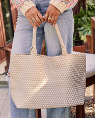 At My Side Woven Leather Tote With Insert
