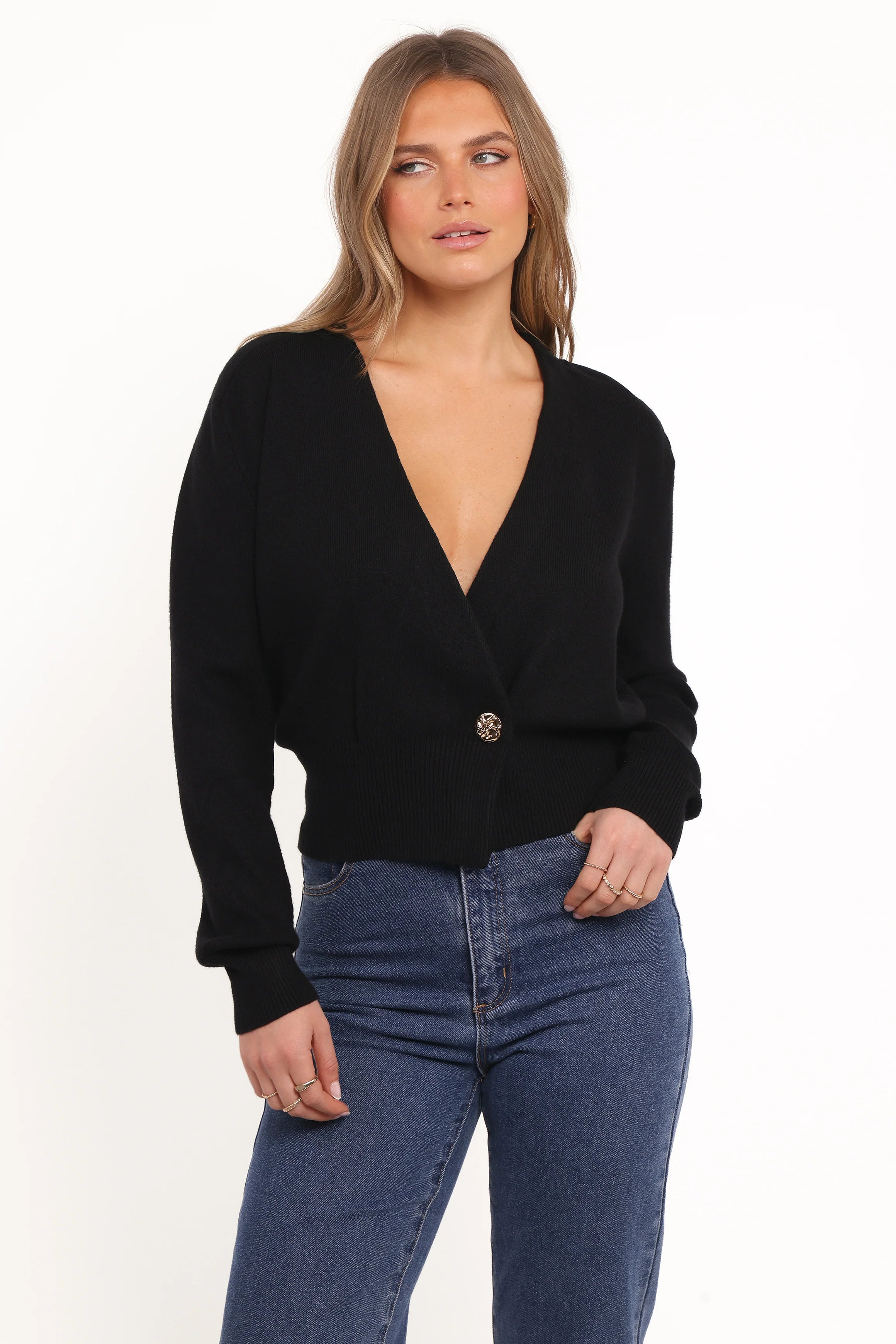Caterina Button Cardigan Black