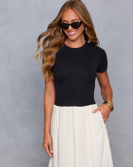 Dual Mode Color Block Midi Dress