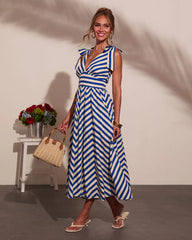 Deckside Muse Cotton Striped Maxi Dress