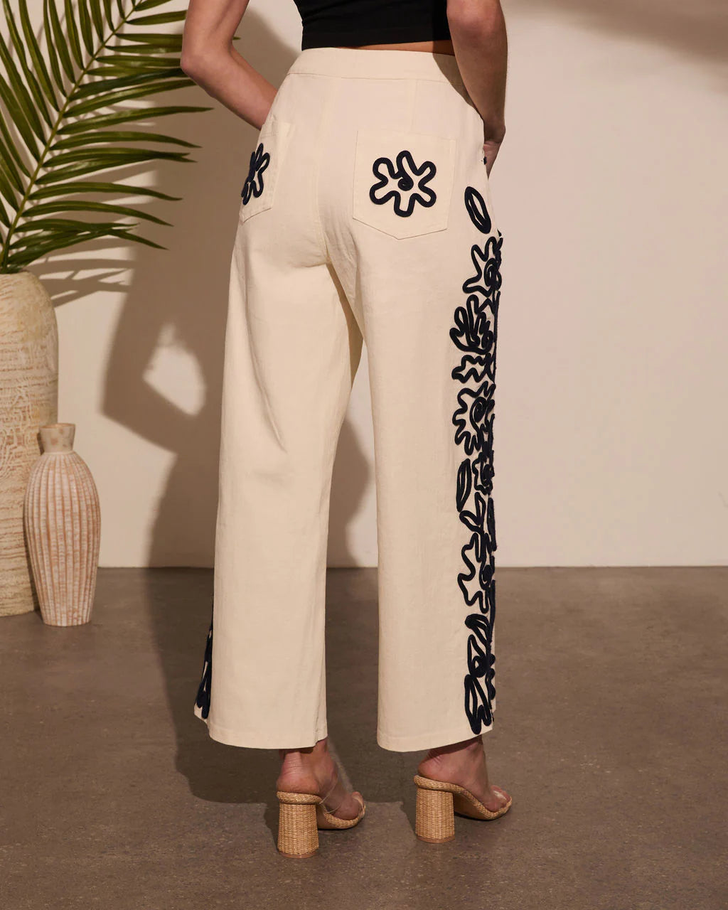 Emmerson Embroidery Wide Leg Denim