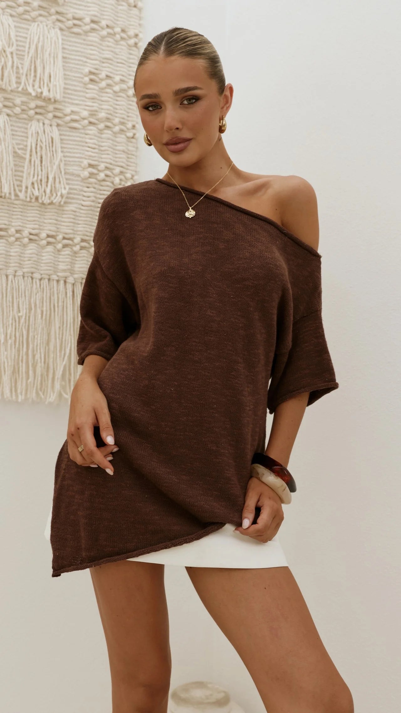 Keisha Off The Shoulder Top Chocolate
