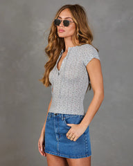 Soft Hours Henley Pointelle Floral Top