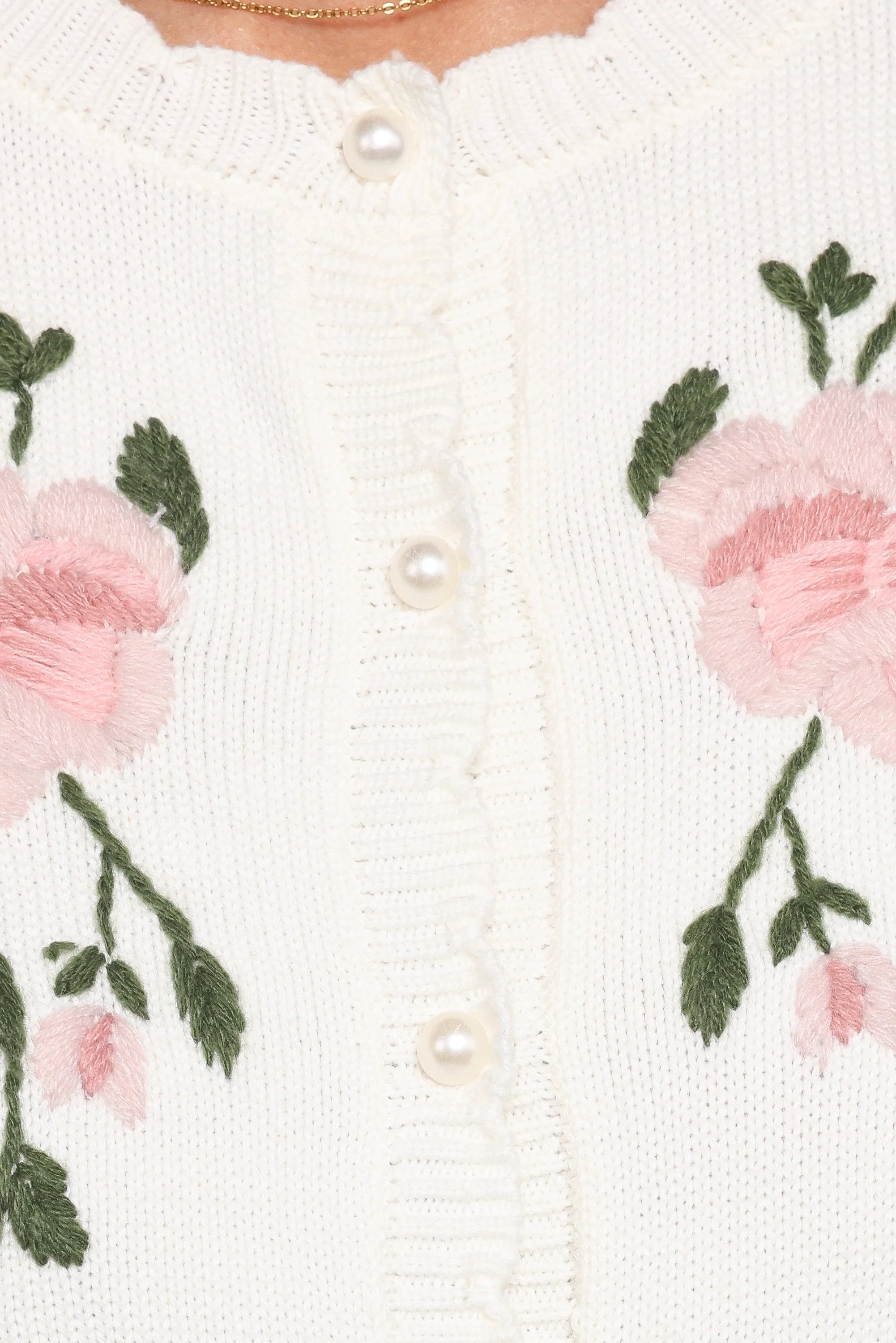 Rossi Floral Button Up Cardigan White Pink