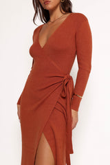 Kellan Wrap Midi Dress Bronze