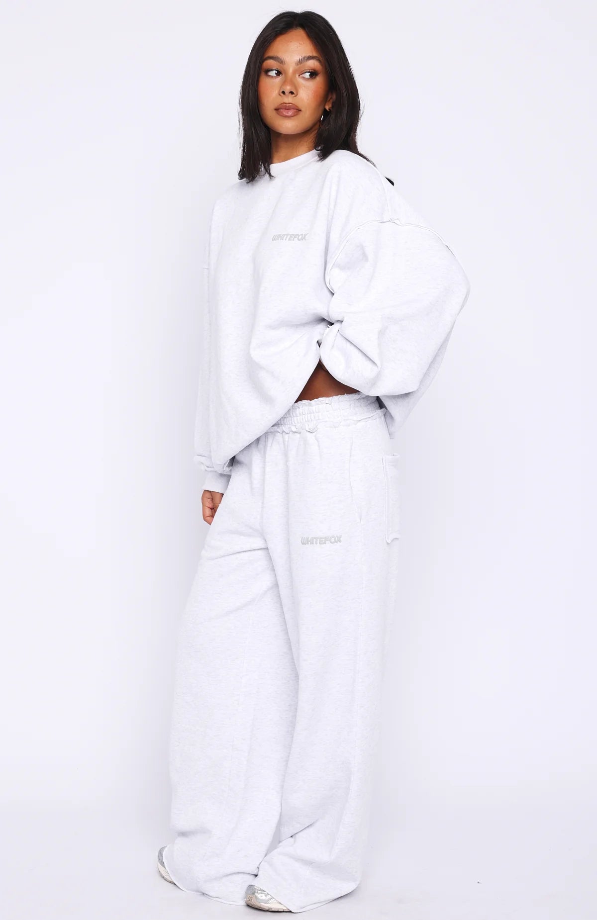 On My Own Terms Wide Leg Sweatpants Grey Marle