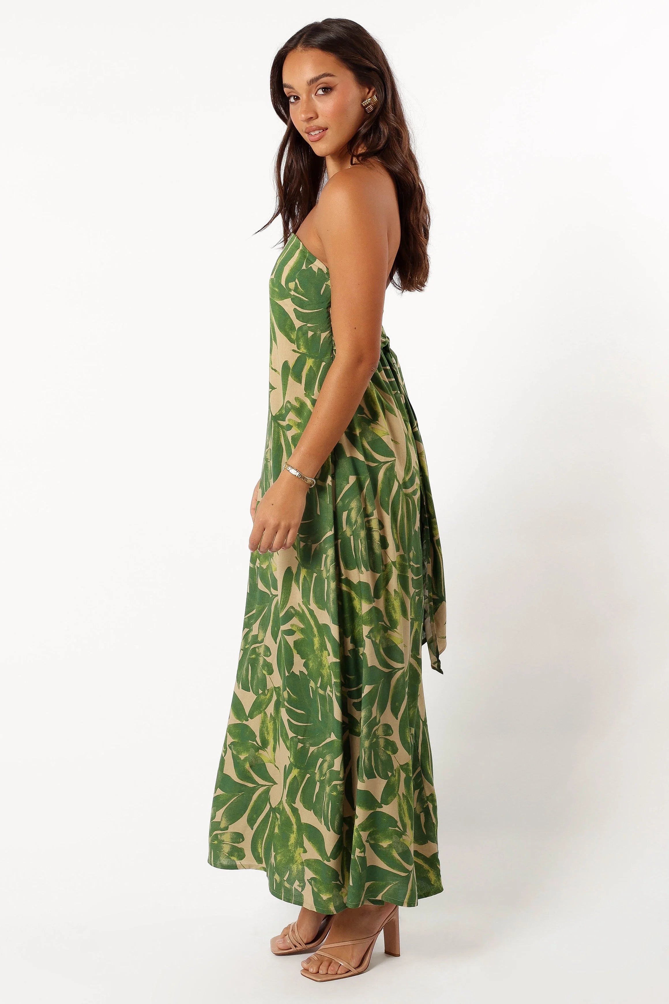 Penny Strapless Midi Dress Ibiza Palm