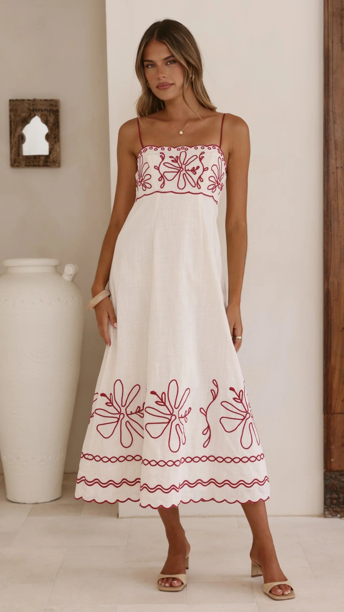 Mira Maxi Dress Cream Red
