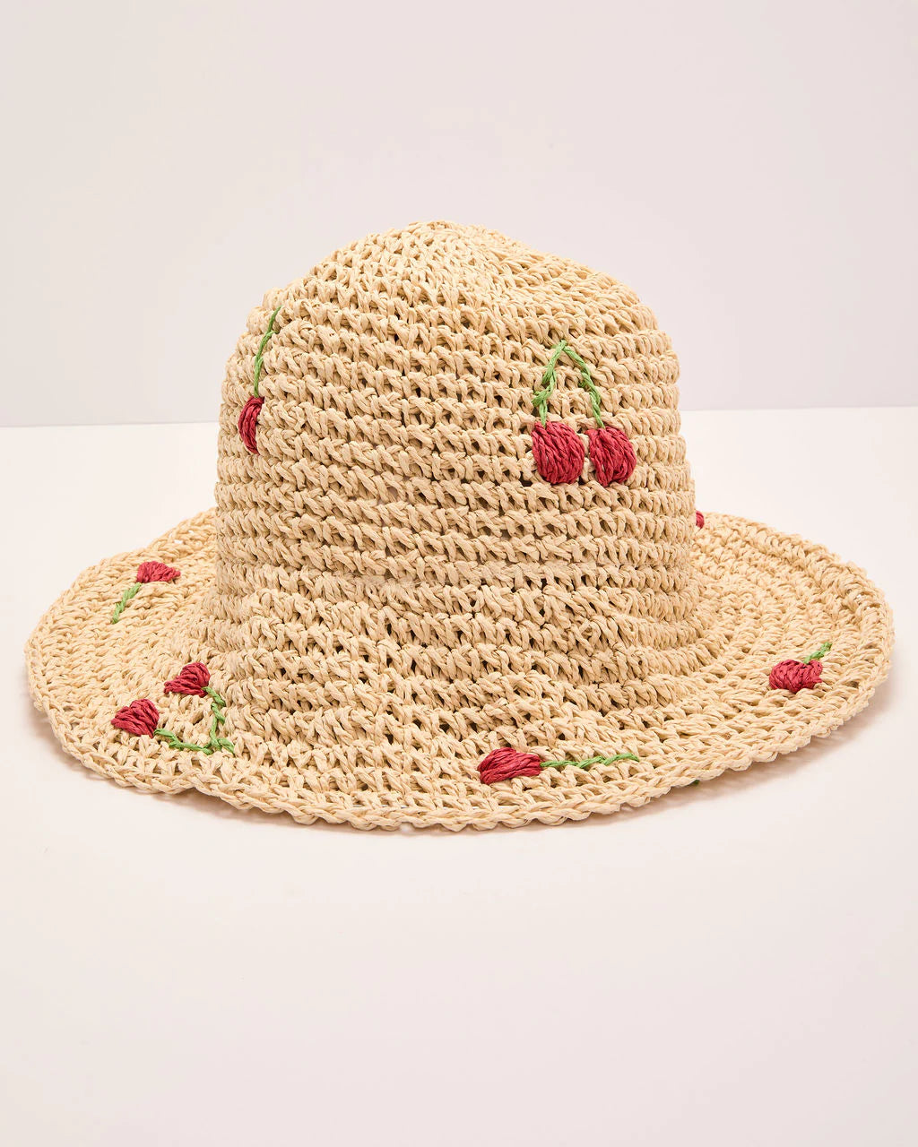 Farmstand Fresh Embroidered Floral Straw Bucket Hat