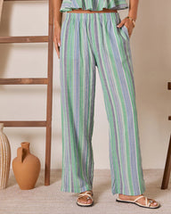 Ediena Striped Linen Pants