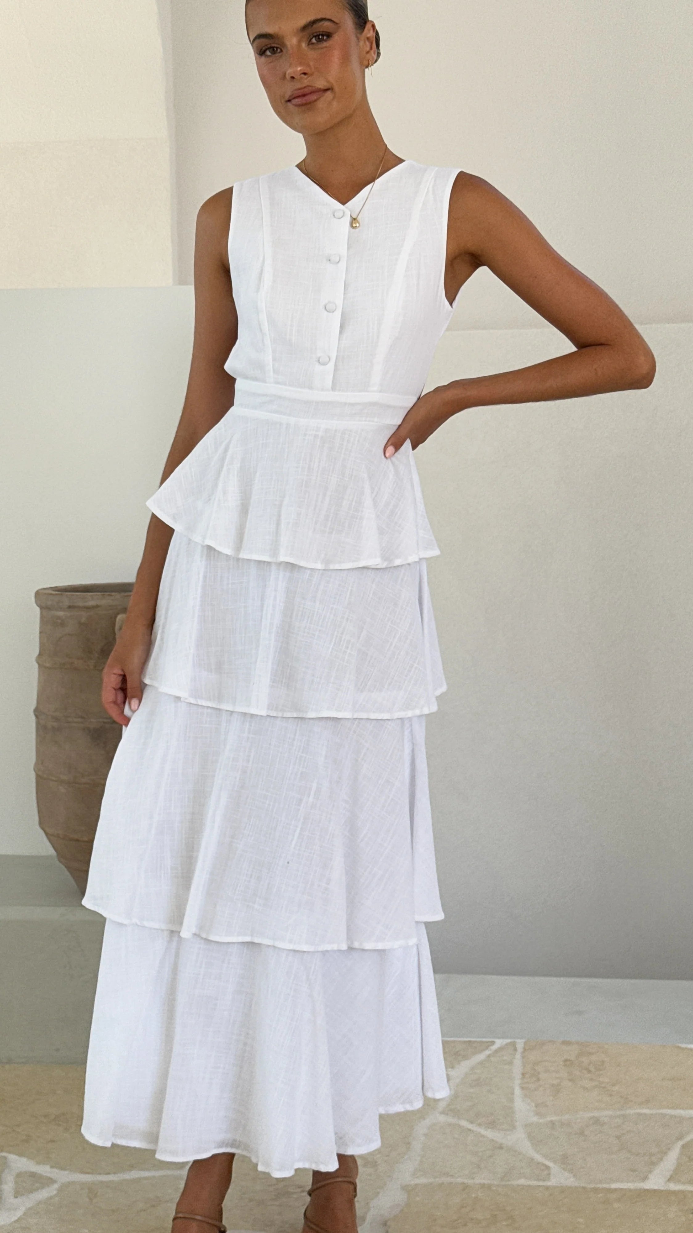 Anastasia Backless Maxi Dress White