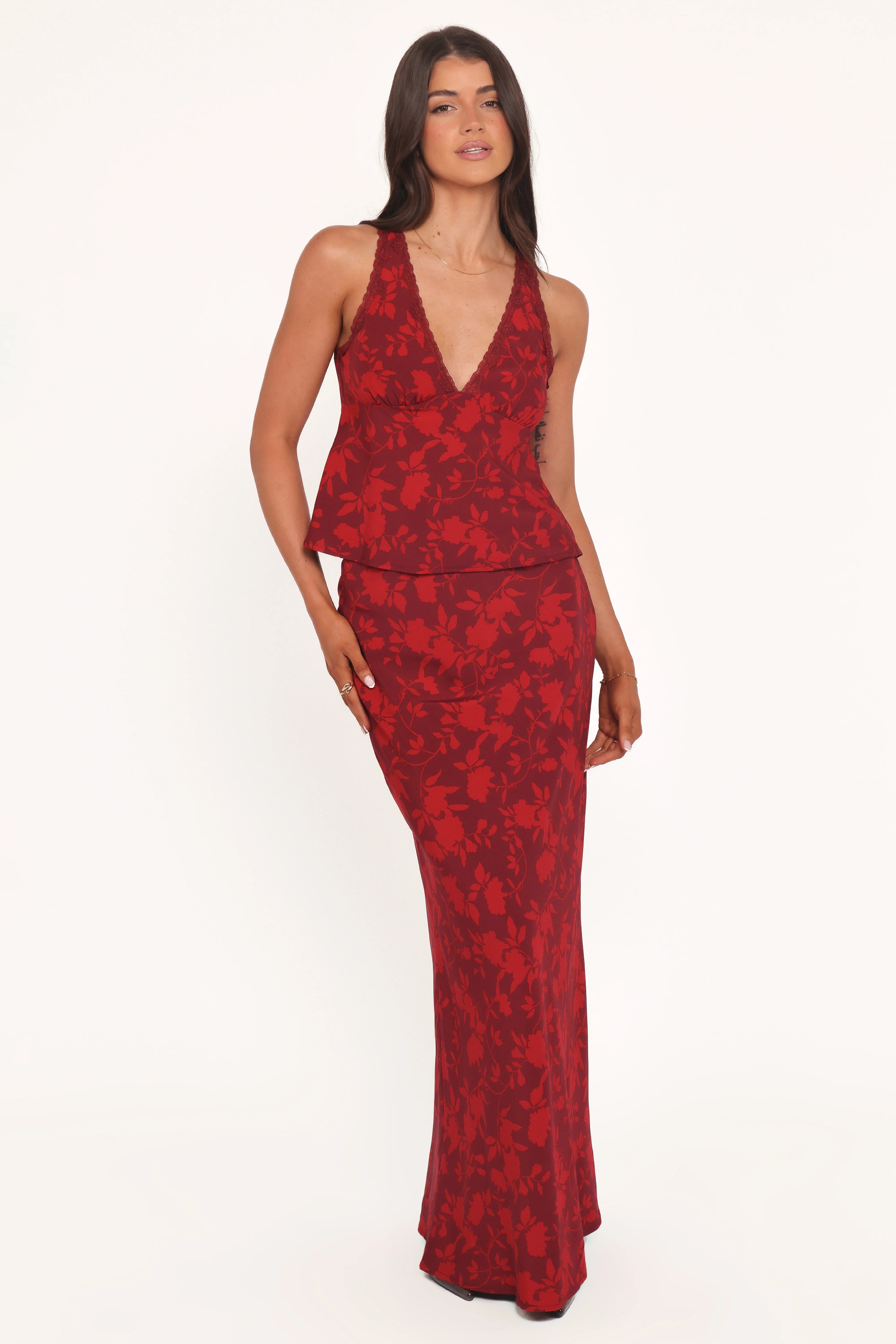 Velman Skirt Burgundy Floral