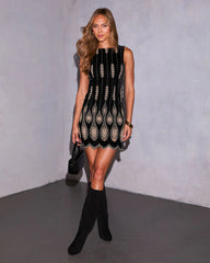 Troye Velvet Lace Inset Mini Dress