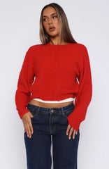 Warm Whispers Knit Cardigan Red