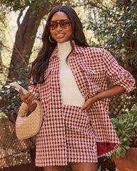 Jensin Tweed Houndstooth Shirt Jacket
