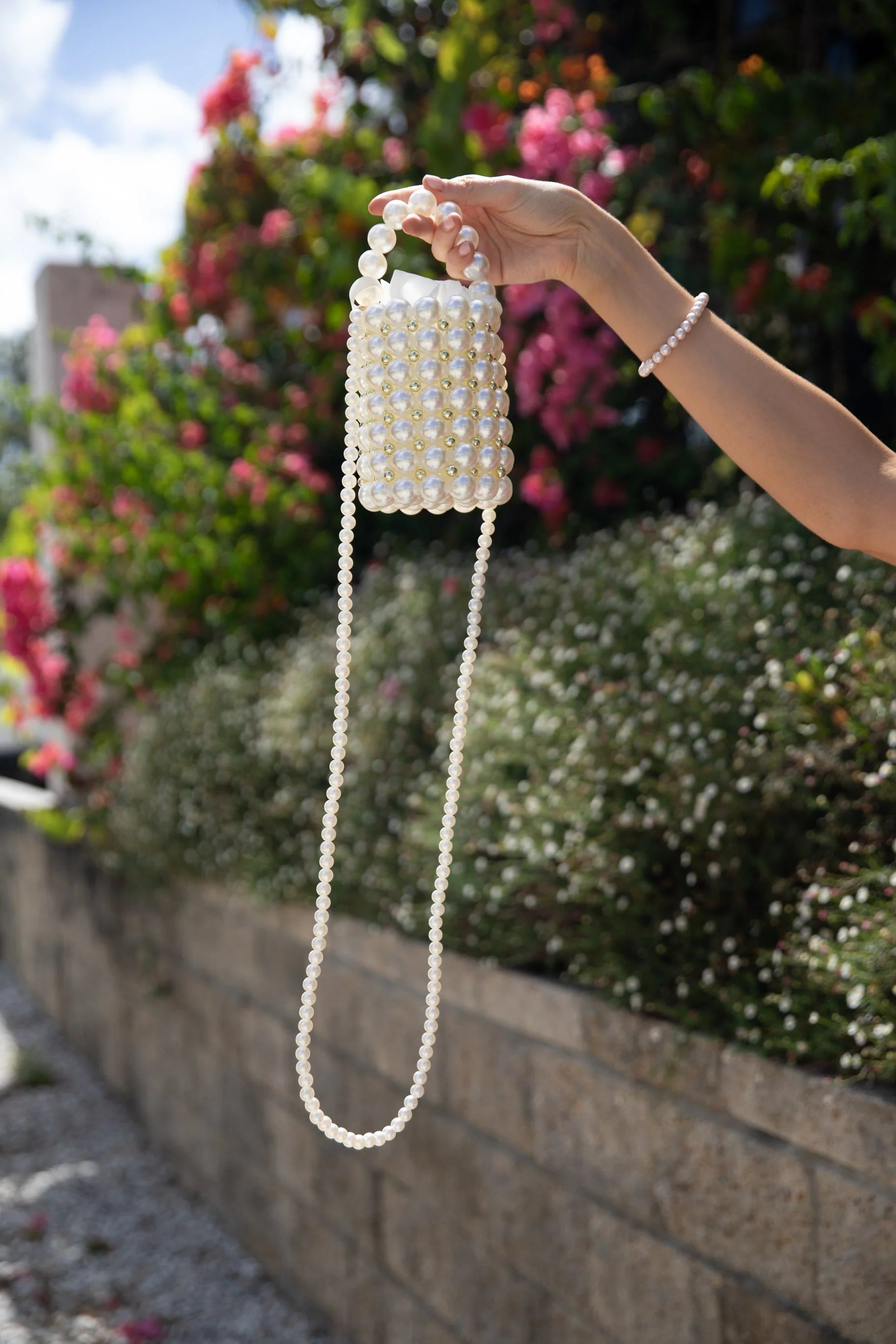 Eleanor Beaded Bag Pearl