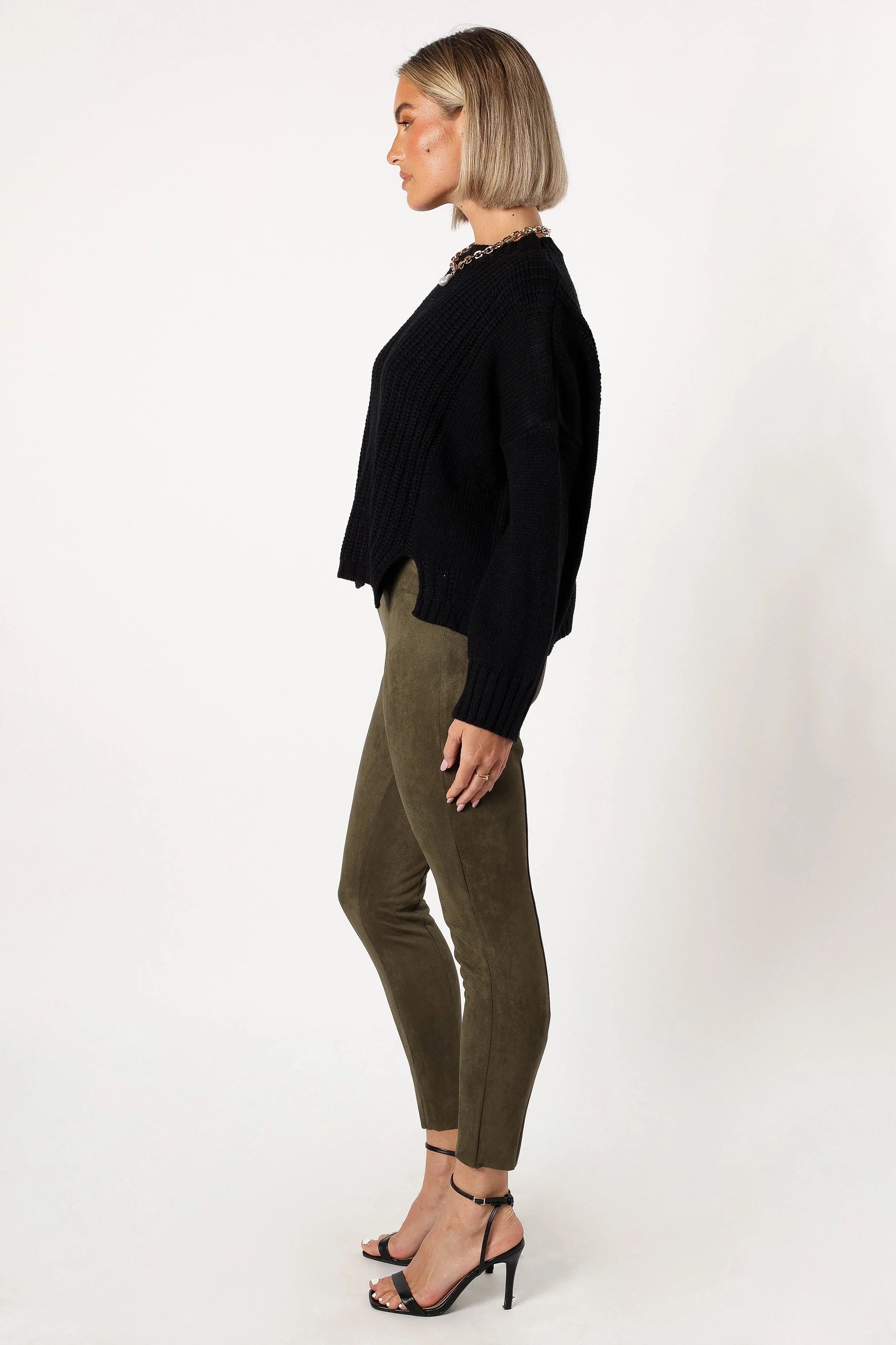 Morgan Suede Look Legging Olive