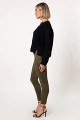 Morgan Suede Look Legging Olive