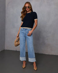 Clocking In Short Sleeve Sweater