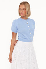 Zena Puff Sleeve Cardigan Cornflower Blue